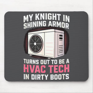 My Knight In Shining Funny Hvac Tech Wife Women Gi Mouse Pad