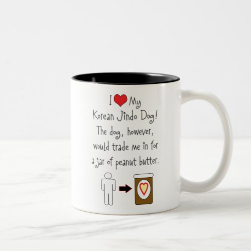 My Korean Jindo Dog Loves Peanut Butter Two_Tone Coffee Mug