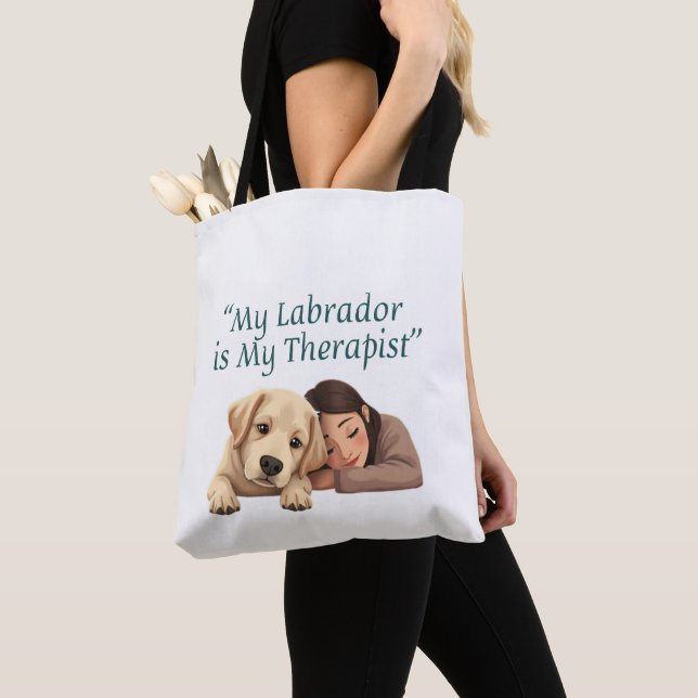 My Labrador Is My Therapist – Funny Dog Lover T-Sh Tote Bag (Close Up)