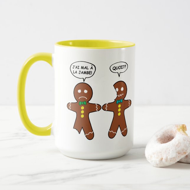 My Leg Hurts Gingerbread Cookie in French Big Mug (With Donut)