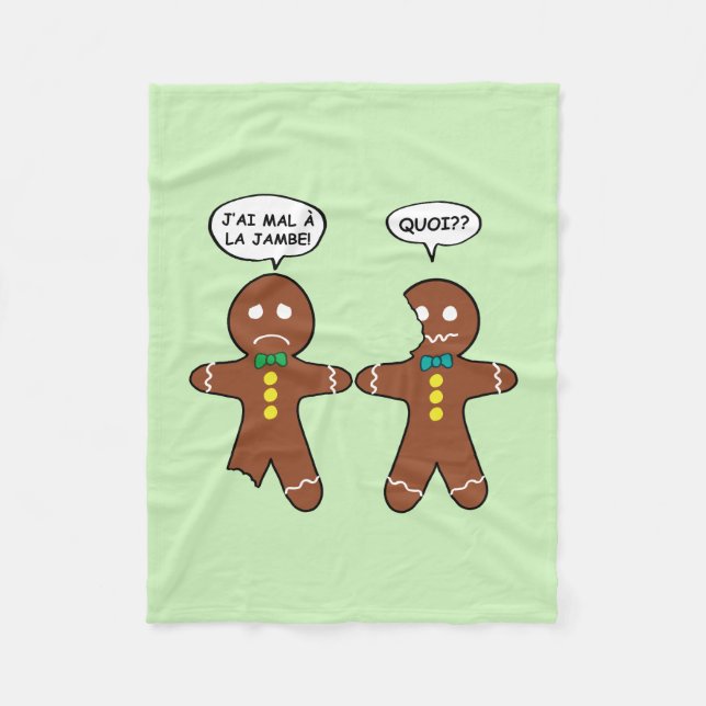 My Leg Hurts Gingerbread Cookie in French Fleece Blanket (Front)