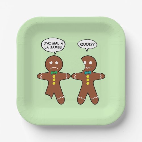 My Leg Hurts Gingerbread Cookie in French Green Paper Plates
