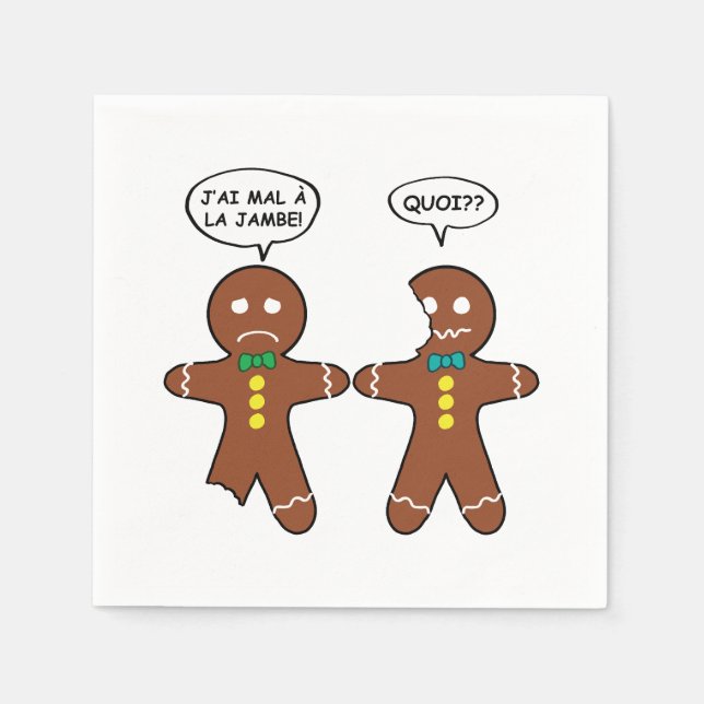 My Leg Hurts Gingerbread Cookie in French Napkins (Front)