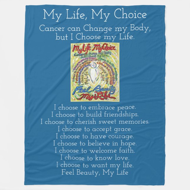 My Life Choice Cancer Angel Chemo Fleece Blanket (Front)