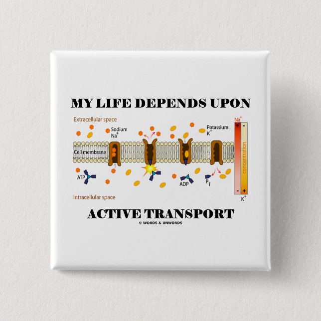 My Life Depends Upon Active Transport (Humor) Button (Front)
