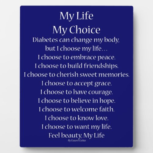 My Life Diabetes Inspirational Poem Plaque