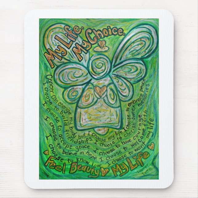 My Life Green Cancer Angel Mousepad (Front)