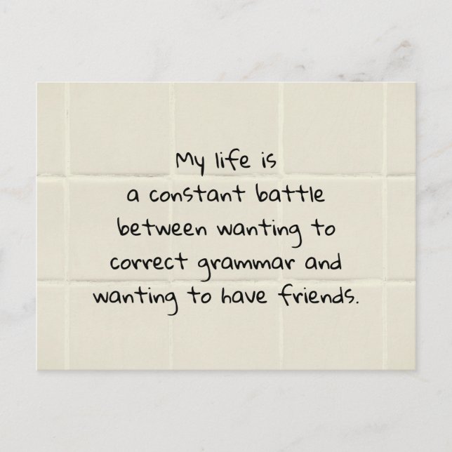 My life is a constant battle joke bathroom tiles postcard (Front)
