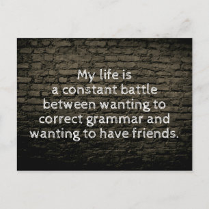 My life is a constant battle joke black postcard