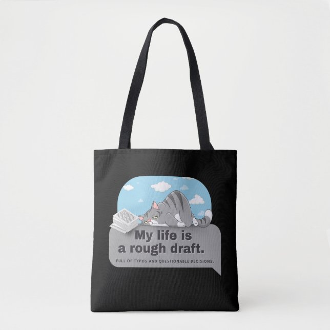 My life is a rough draft: Writer's Comic Tote Bag (Front)