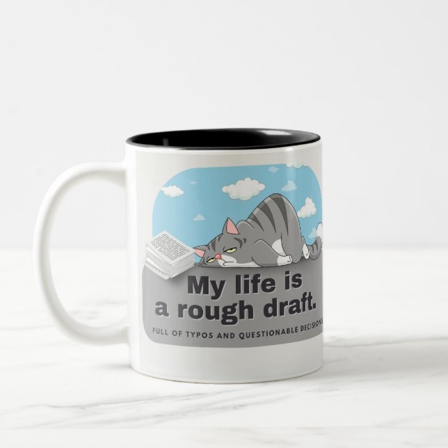 My life is a rough draft: Writer's Comic Two-Tone Coffee Mug (Left)