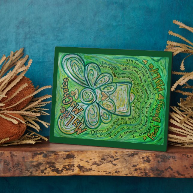 My Life, My Choice Green Angel Painting Plaque (Side)