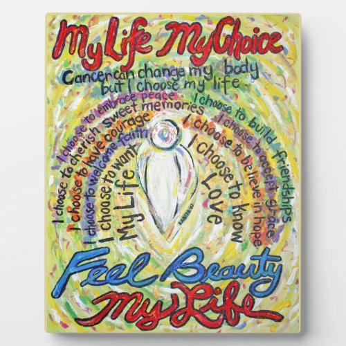 My Life My Choice White Angel Painting Plaque