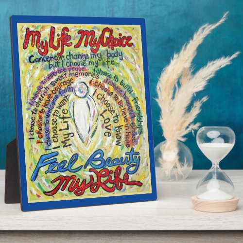 My Life My Choice White Angel Painting Plaque