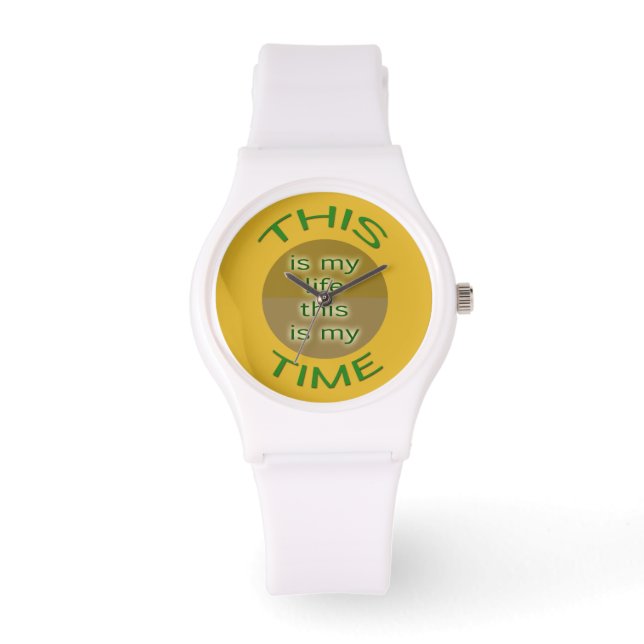 My Life My Time Yellow Green Watch (Front)