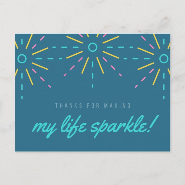 My Life Sparkle Inspirational Quote Watercolor Blu Postcard (Front)