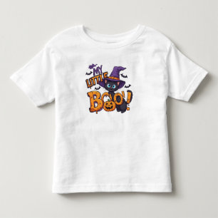 🐱🎃 My Little Boo Halloween Cat in Witch Hat👻 Toddler T-shirt