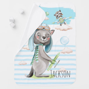 My little boy cute wolf Baby Blanket