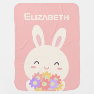 My Little Bunny Sweet Baby Girl Pastel Pink Baby Blanket