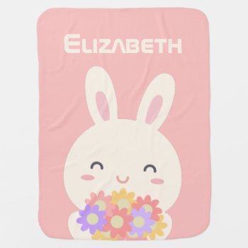My Little Bunny Sweet Baby Girl Pastel Pink Baby Blanket by littleteapotdesigns at Zazzle