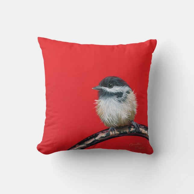 "My Little Chickadee 2" Throw Pillow (Front)