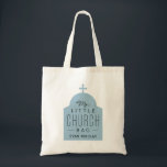 My little church bag cute blue Orthodox dome tote<br><div class="desc">"My little church bag" is a perfect gift for little ones to take along to church. This tote features a lightblue silhouette of a dome church with a cross on top with the wording on top and a place to customize a name. Makes a great baptism or Christening gift for...</div>