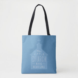 My little church bag cute blue personalized tote
