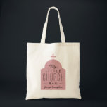 My little church bag cute pink Orthodox dome tote<br><div class="desc">"My little church bag" is a perfect gift for little ones to take along to church. This tote features a pink silhouette of a dome church with a cross on top with the wording on top and a place to customize a name. Makes a great baptism or Christening gift for...</div>