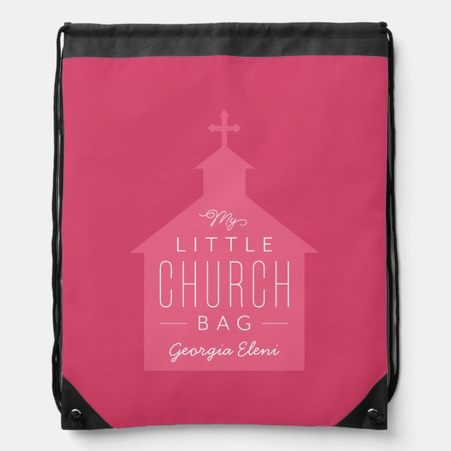 My little church bag pink kid's personalized bag (Front)