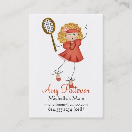 Customizable My Little Future Tennis Player Mommy Cards Business Card Template
