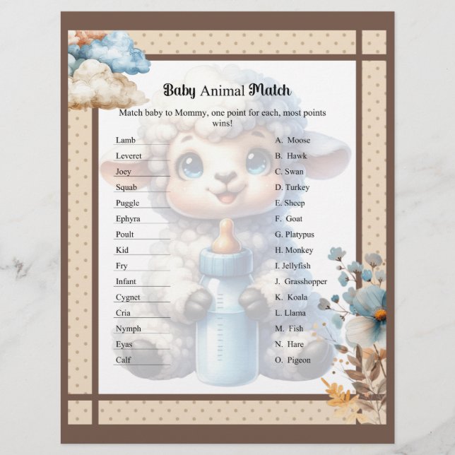 My Little Lamb_ Baby Animal Match Letterhead (Front)