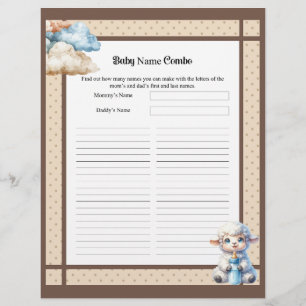 My Little Lamb_ Baby Name Combo Shower game Letterhead