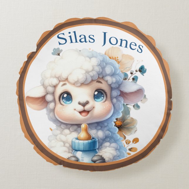 My Little Lamb Round Pillow (Front)