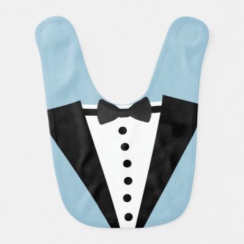 My Little Man! Cute Tuxedo Baby Bib (blue) by PicturesByDesign at Zazzle