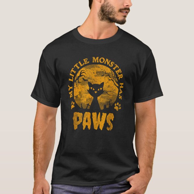 My Little Monster Has Paws Spooky Cat  for Men Wom T-Shirt (Front)