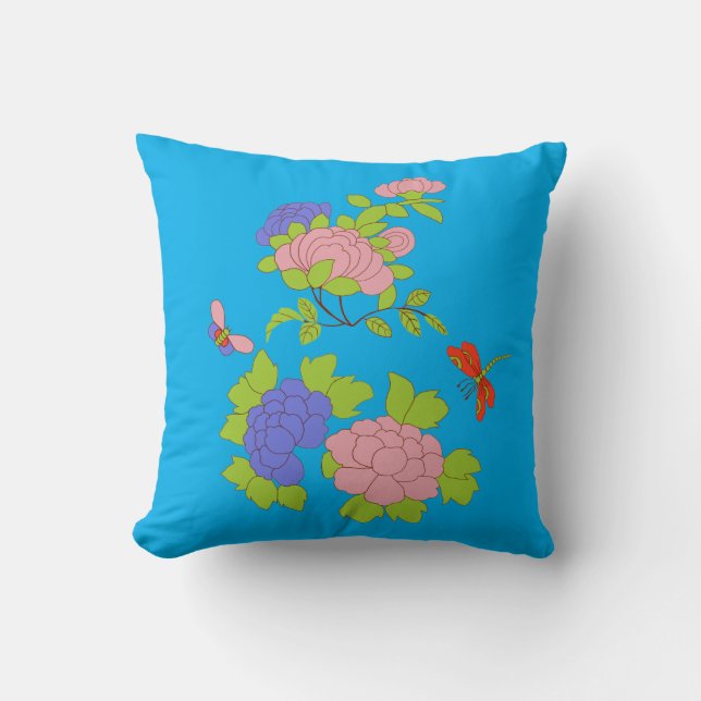 My little peony square throw pillow (Front)