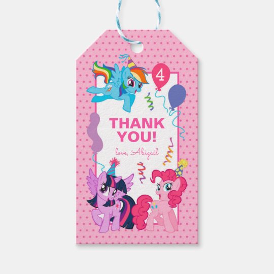My Little Pony  Pink Birthday Thank You Gift Tags 