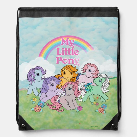 My Little Pony Retro | Ponies Under Rainbow Drawstring Bag | Zazzle.com