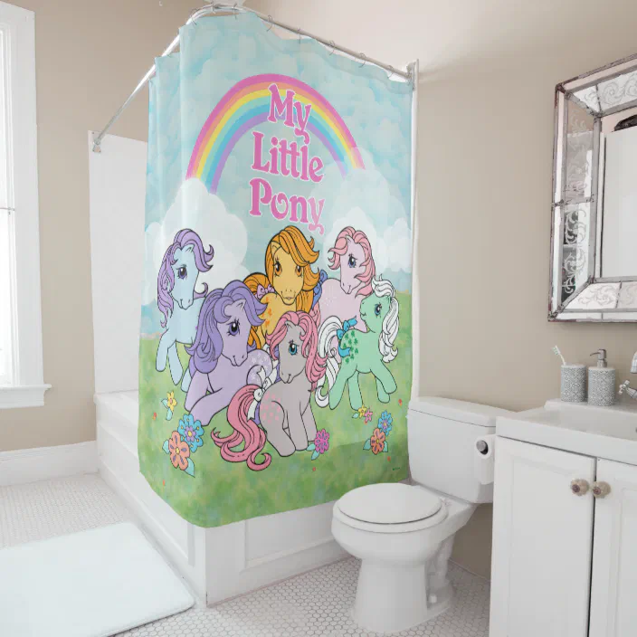 Ponies Under Rainbow Shower Curtain, My Little Pony Shower Curtain