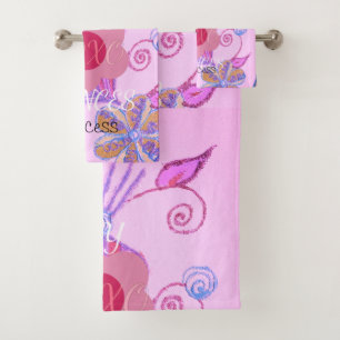 My Little Princess: Baby Pink Vector Inspirational Bath Towel Set