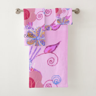 My Little Princess: Baby Pink Vector Inspirational Bath Towel Set