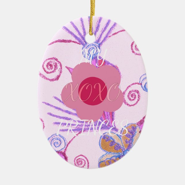 My Little Princess: Baby Pink Vector Inspirational Ceramic Ornament (Front)