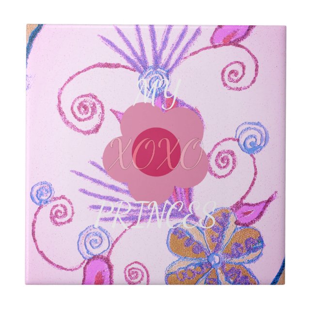 My Little Princess: Baby Pink Vector Inspirational Ceramic Tile (Front)