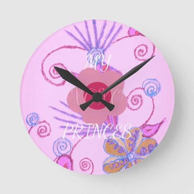 My Little Princess: Baby Pink Vector Inspirational Round Clock (Front)