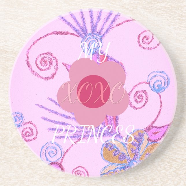 My Little Princess: Baby Pink Vector Inspirational Sandstone Coaster (Front)