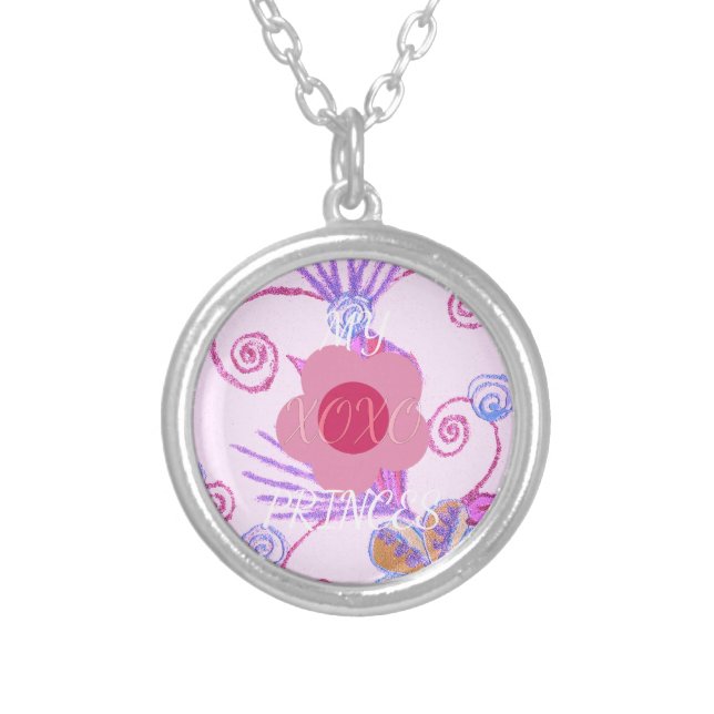 My Little Princess: Baby Pink Vector Inspirational Silver Plated Necklace (Front)