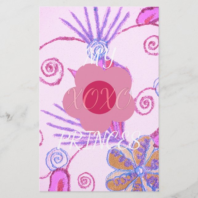 My Little Princess: Baby Pink Vector Inspirational Stationery (Front)