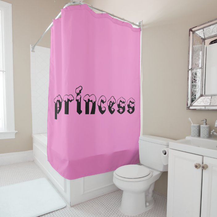 My Little Princess Girly Home Baby Pink Bath Text Shower Curtain Zazzle Com
