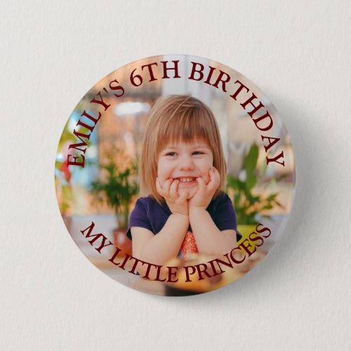 My Little Princess Happy Birthday Photo Name  Button