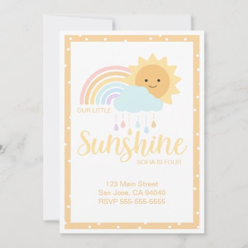 My Little Sunshine Rainbows  Clouds Invitation